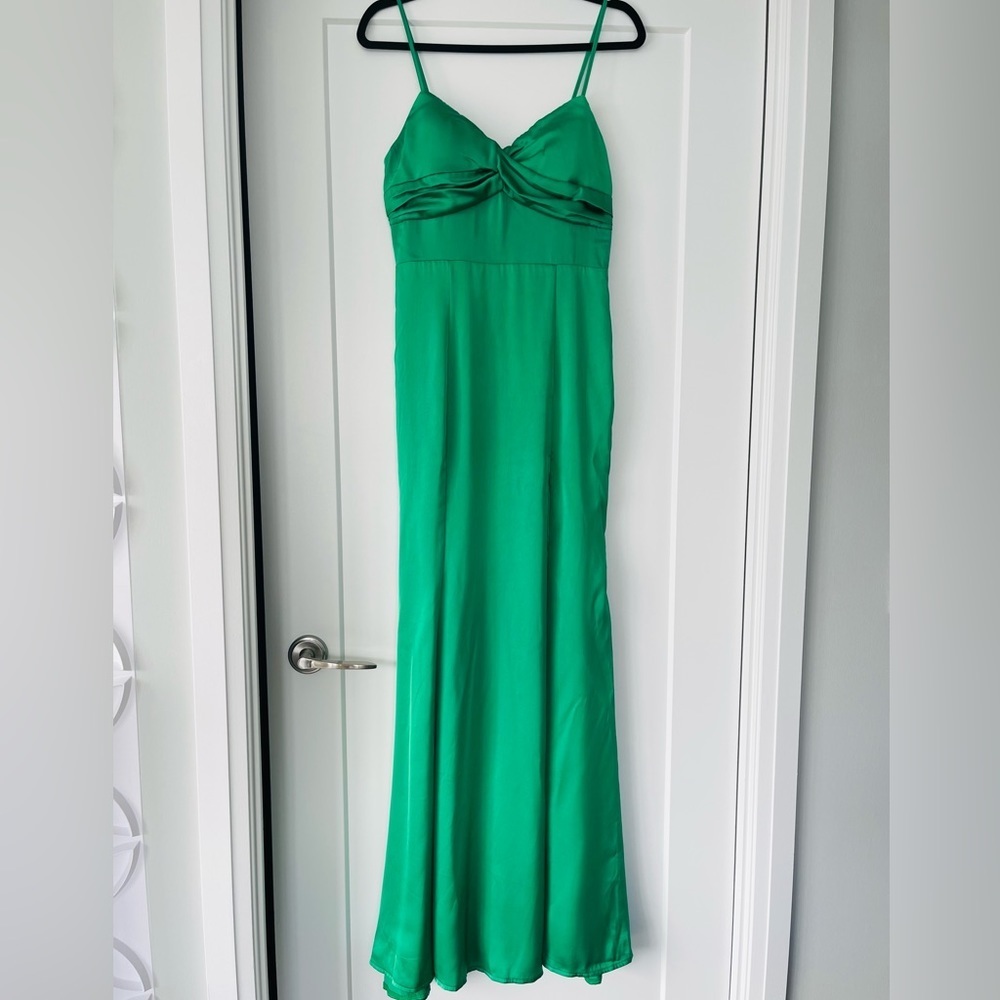 FASHION NOVA Evening Proposal Satin Maxi Green Dress - Picture 6 of 10